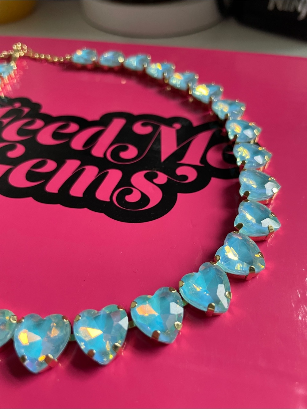 Feed Me Gems Blue Hearr Tennis Necklace